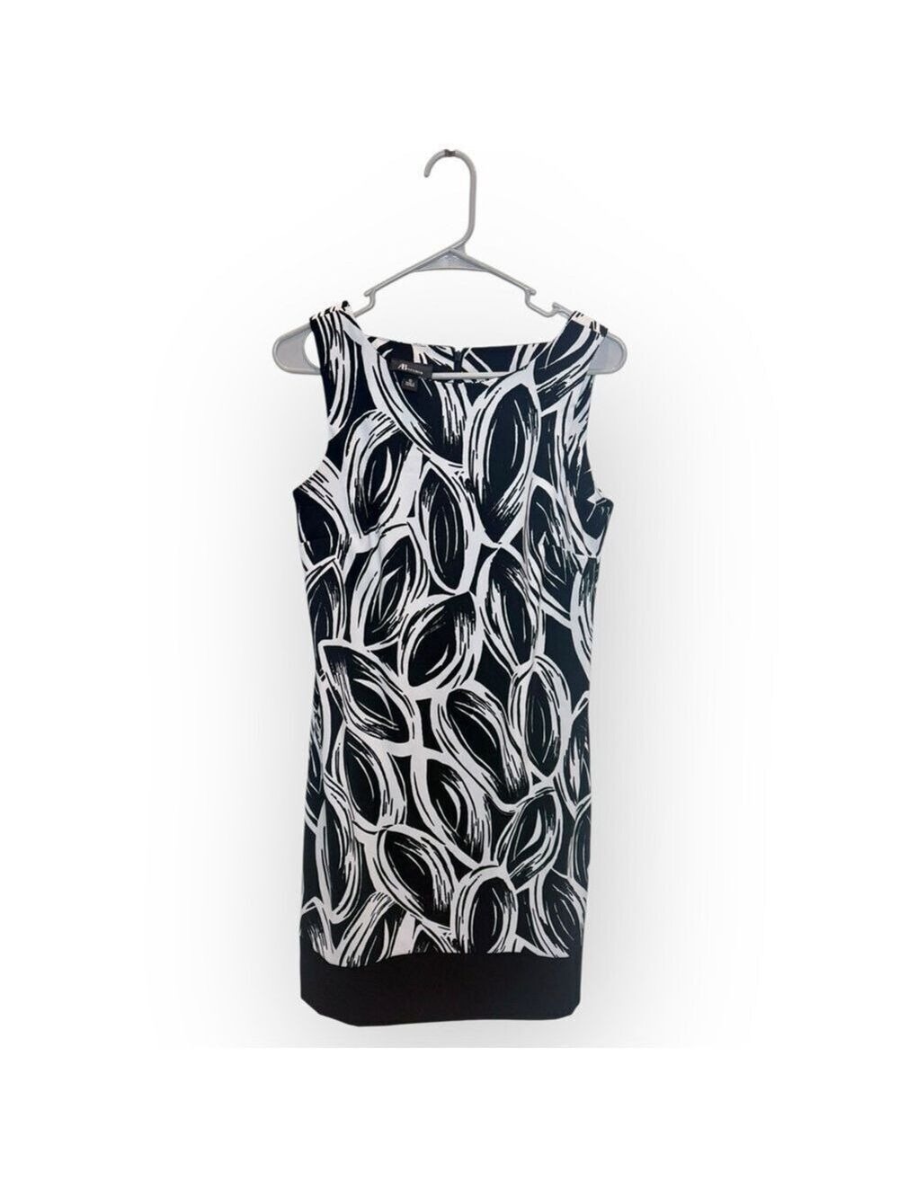 AB Studio Black White Graphic Print Sheath Dress Size 10